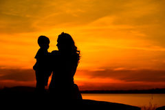 silhouette-young-mother-her-little-child-baby-45447547